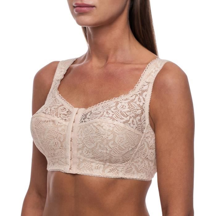 Soutien gorge ouverture devant FRUGUE Grande taille Sans armature Beige Cdiscount Pret a Porter