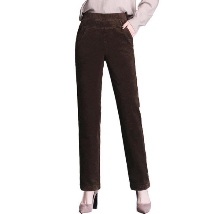 Pantalon Velours C tel Femme Coupe Droite Taille Elastique