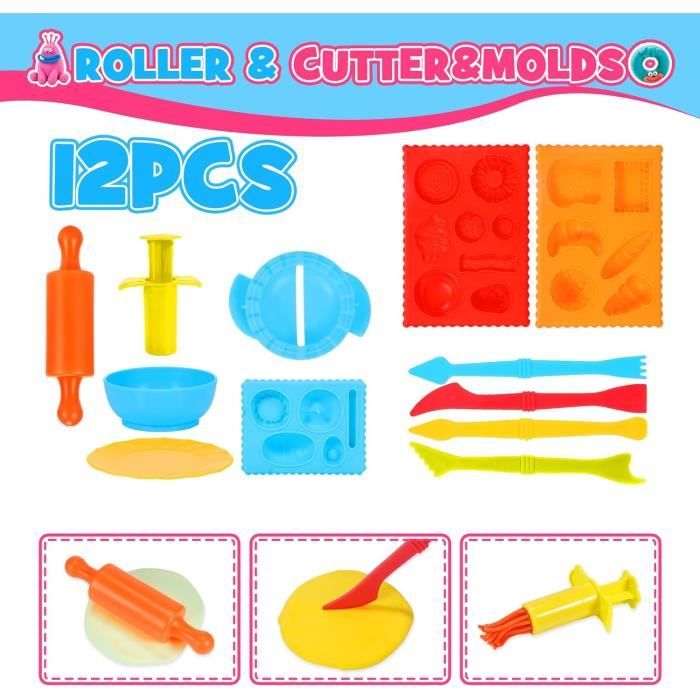 HappyGoLucky – Coffret 28 Outils Pâte à Modeler – Rouleaux, Moules Animaux, Emporte-pièces – Dès 3 Ans