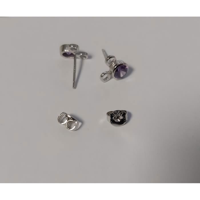 Chriscoco 4 Paires Boucles D'Oreilles Femme Argent - Boucles D'Oreilles Enfants Fille Étoile Cœur Papillon Zircon Cubique Violet Bleu Rose