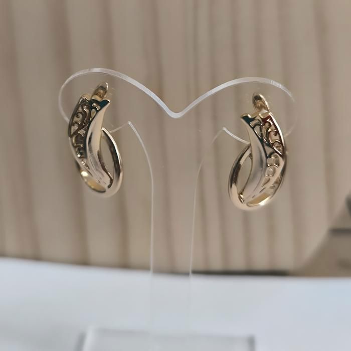 Boucles D'oreilles Dormeuses Plaqué Or Jaune 750/1000 – Créoles Anglaises, Neuves Avec étiquettes
