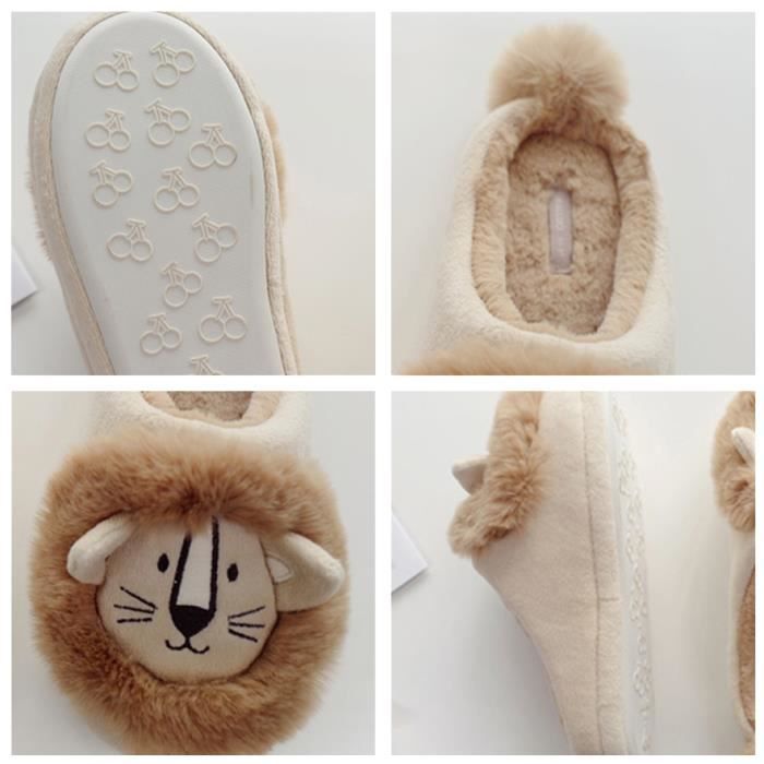 Chaussons Femme Peluche lion Chaussons Adulte Nouveaut Animal
