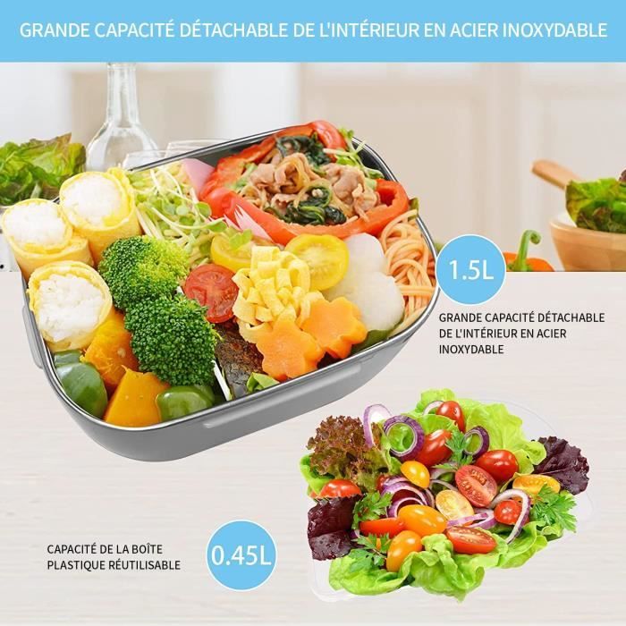 Nulmvic Lunch Box Gamelle Chauffante: 75W Lunch Box Chauffante Électrique  220V/ 12V/ 24V 1,5L Boîte Chauffante Repas 304 Acier Inoxydable pour  Voiture Camion Bureau École (Gris) : : Cuisine et Maison