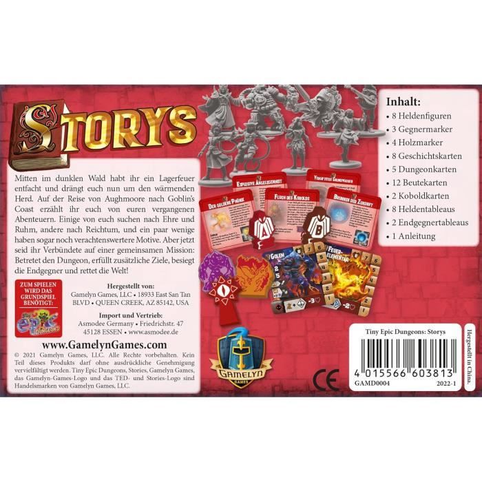 Tiny Epic Dungeons + Extension Stories – Jeu De Société Français – 1 à 4 Joueurs – Aventure Donjon