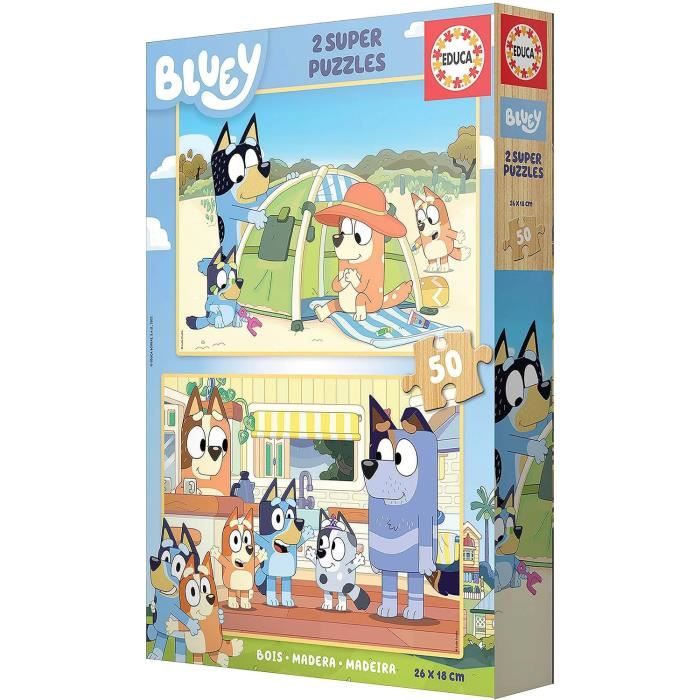 Bluey : Lot De 2 Puzzles En Bois Pour Enfants De 50 Pièces Chacun ...