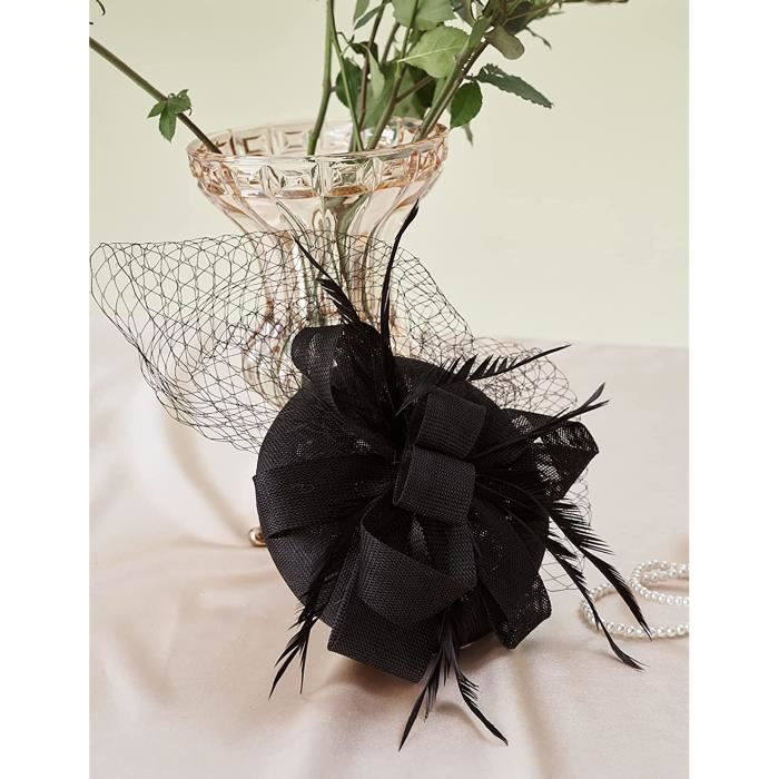 Fascinateur Chapeau Cocktail - Bandeau Clip Plumes Perles - Mariage Thé Party - Accessoire Cheveux Femme - Style Rétro élégant - 5
