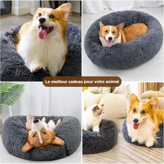 Panier Pour Chat Rond Et Doux - Lavable, Coussin Réversible, Base Antidérapante, 51x48x15 Cm, Gris - 12