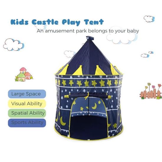 KIDDUS Tente Château Princesse Pop-Up – Maison De Jeu Fluorescente Pour Fille, Intérieur Et Jardin, Sac De Transport Inclus