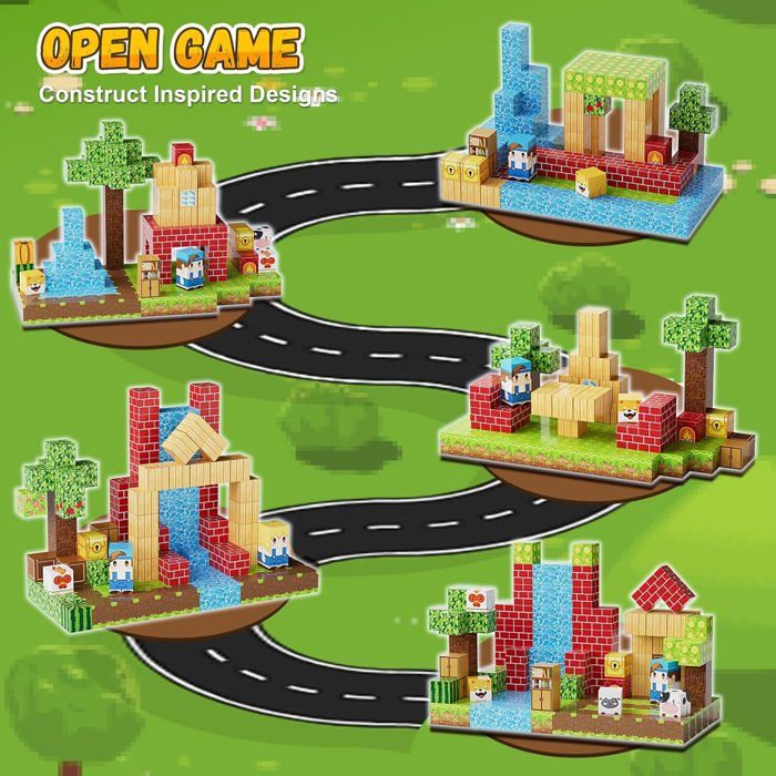100 blocs magnétiques | Blocs de construction magnétiques, cube sensoriel pour enfants de 3 ans et plus | Idée cadeau pour Noël ou un anniversaire | Leroy Merlin