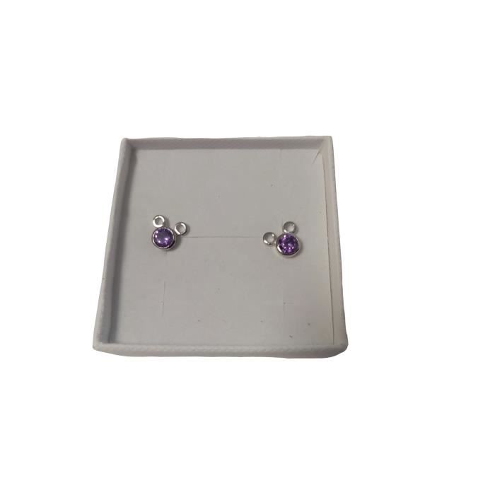 Boucles D'oreilles Puces En Argent Massif 925 Avec Améthyste Naturelle - 8 Mm