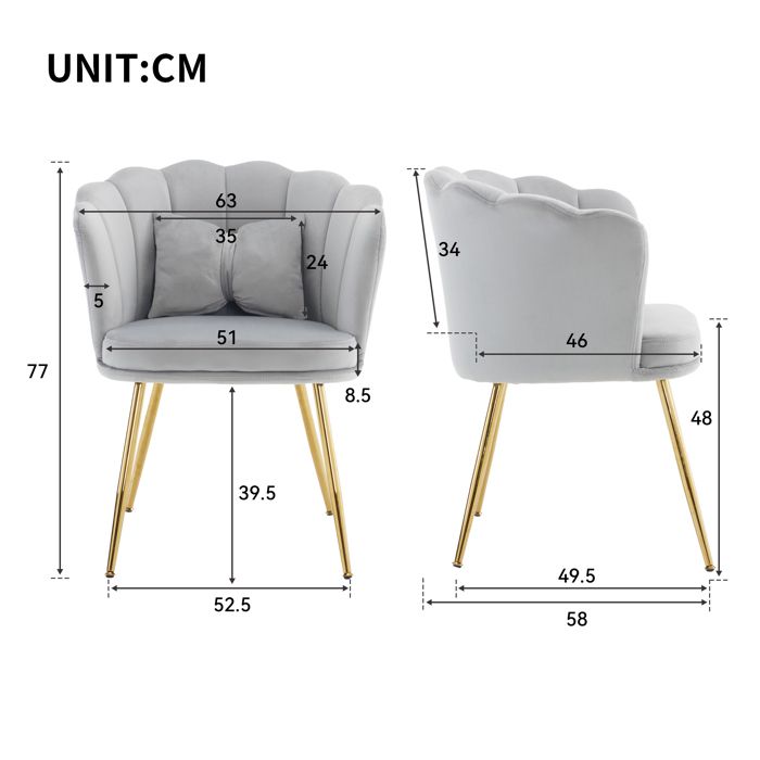 chairus Chaise de Salon en Velours Fauteuil de Chambre Comfortable Chaise Rembourrée Canapé 1 Place (Orange- 1 Piece