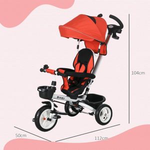 Tricycle évolutif 5 En 1 Pour Enfant 1-3 Ans – Avec Barre De Poussée, Pliable, Siège Réversible – Poids Max 25 Kg, Blanc Crème
