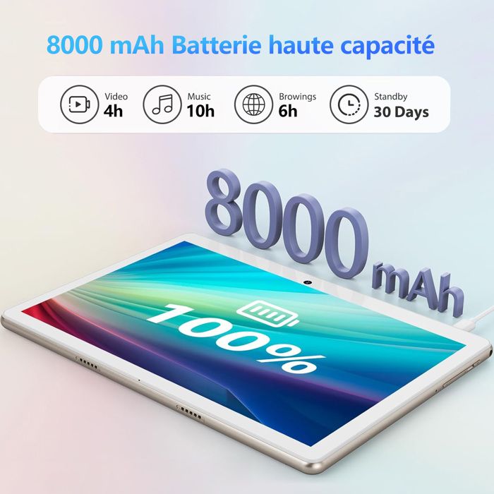 Tablette Android 14 YESTEL 10 Pouces - 20 GO RAM, 128 GO ROM, WiFi 6, Clavier + Souris Inclus