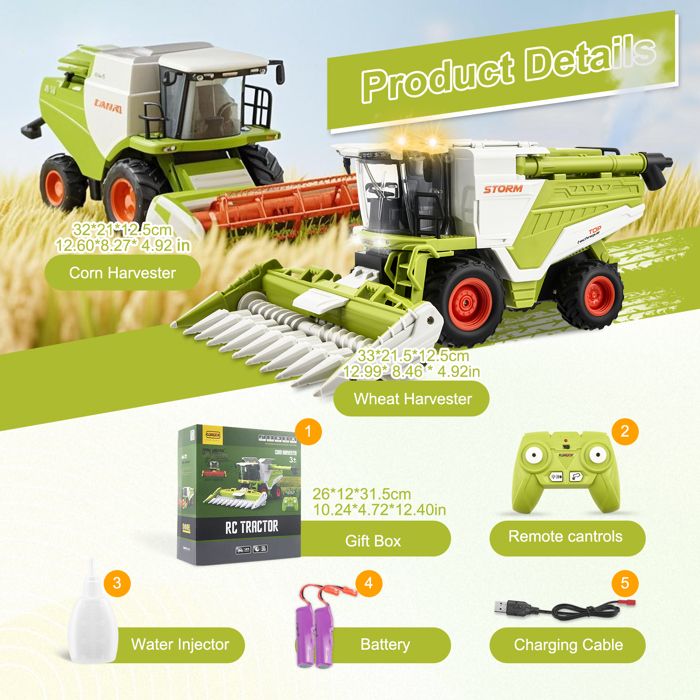 Tracteur Rc 2.4ghz Moissonneuse-batteuse Télécommandée PENGBU - Jouet Agricole Avec Lumière Et Son Tracteur Telecommandé Enfant