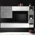 Mur Télé Design Blanc Et Gris Clair Marconia Blanc L 266 X P 35 X H 200 Cm