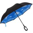 Beau Parapluie Inversé Orginal Ciel et Nuage Resitant Nouveau Noir-0