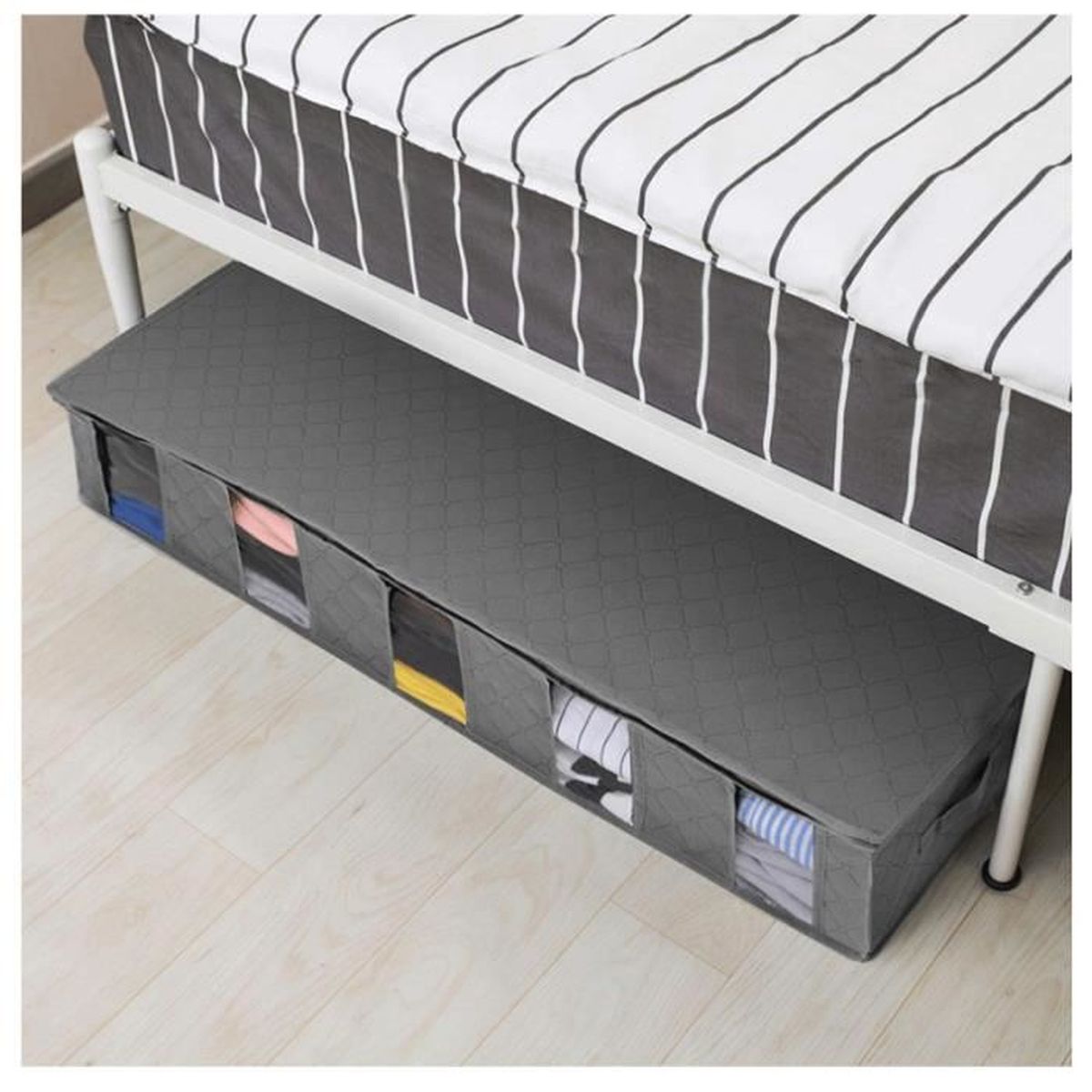Lot de 3 sacs de rangement sous le lit avec couvercle, boîtes de