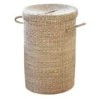 Panier à linge en jonc de mer naturel - Bois clair - 40 cm X 40 cm X 60 cm - CALICOSY