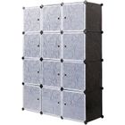 Armoire Penderie de Chambre, Étagère de Rangement, Meuble de Rangement Modulaire en Plastique, Noir, 12 Cubes - Mondeer