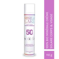 Minela Care - Crème Solaire avec Filtre Minéral Bio - pour le visage et le corps - SPF50+ - 110 gr
