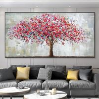Tableau abstrait d'arbre de vie sur toile, affiche d'art mural, peinture imprimée colorée,salon décoration70x140cm sans cadre