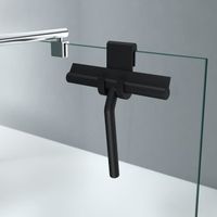 Sogood Raclette de douche avec support noir mat 19x21cm pour salle de bains raclette pour fenêtres en silicone et acier inoxydable