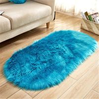 40*60cm Tapis Salon carpet tapis chambre devant lit Ovale Tapis Shaggy Yoga Moquette -Bleu CHR9877