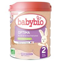 Babybio - Optima 2 avec fibres - Lait de vache Français Bio - 800g - Dès 6 mois