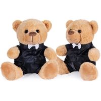 BRUBAKER Ours en Peluche Couple de Mariés - Set d'Ours en Peluche en Costume - Cadeau pour Mariage et Fiançailles - 25 cm