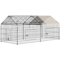 PawHut Clôture pour petits animaux cage pour animaux domestiques cadre en métal galvanisé 4 piquets de sol 220 x 103 x 103 cm