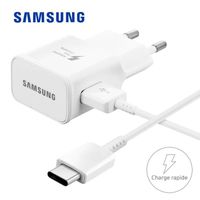 Chargeur Samsung Rapide EP-TA20EWE + Cable USB Type C pour Samsung Galaxy A20  Couleur Blanc