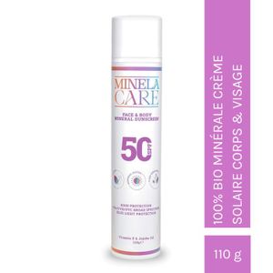 SOLAIRE CORPS VISAGE Minela Care - Crème Solaire avec Filtre Minéral Bio - pour le visage et le corps - SPF50+ - 110 gr