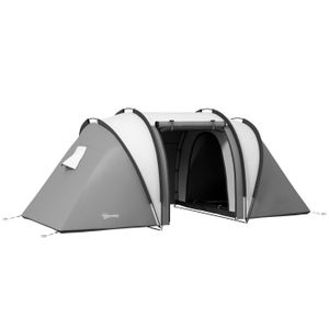 TENTE DE CAMPING Tente de camping familiale Outsunny 4-5 personnes avec 2 chambres 3 fenêtre, sac de transport, étanche, dim. 450L x 220l x 180H cm