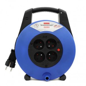 Rallonge Électrique Velamp 40m - Enrouleur 4 Prises 16A - Section 3G1.5mm² - Disjoncteur Thermique