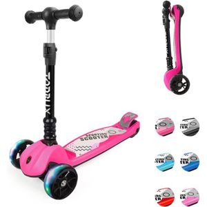 3-12Ans Id/éal pour Les Enfants 62-75cm Pliable Scooter Enfant avec Frein arri/ère et Hauteur R/églable Trottinette Enfant 3 Roues LED Solides