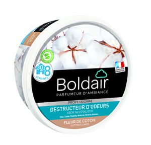 DÉSODORISANT INTÉRIEUR BOLDAIR - Gel destructeur d'odeur Fleur de Coton - Neutralise les odeurs - parfume- durée 8 semaines - 300g - Fabrication française
