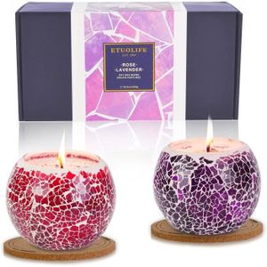 Bougie Chandelle Bougies D/îner Bougie Parfum/ées Couleur Cadeau Coffret Plus de 7 Heures Dur/ée Lot de 4 Violet - Lavande