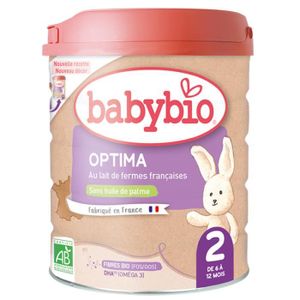LAIT 2E ÂGE Babybio - Optima 2 avec fibres - Lait de vache Fra