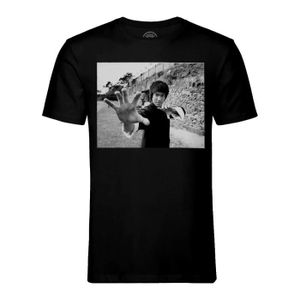 T-SHIRT T-shirt Homme Col Rond Noir Bruce Lee Kung Fu Arts Martiaux Noir & Blanc Hong Kong