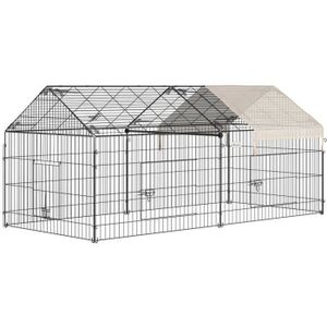 PARC PawHut Clôture pour petits animaux cage pour animaux domestiques cadre en métal galvanisé 4 piquets de sol 220 x 103 x 103 cm
