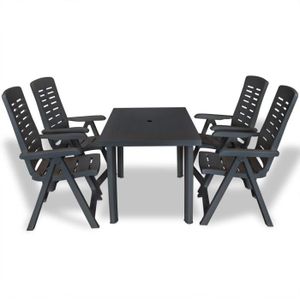 Ensemble table et chaise de jardin vidaXL Mobilier à dîner d'extérieur 5 pcs Plastique Anthracite