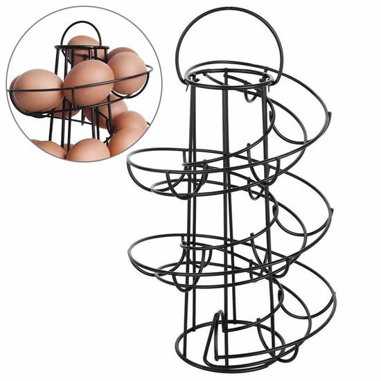 Distributeur à œufs En Spirale Métallique – 36 œufs, Dimensions 19,5x19,5x36 Cm, Rangement Comptoir - 11