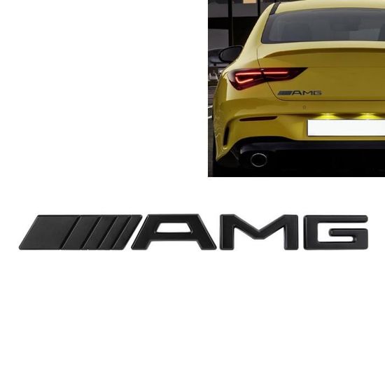 SENZEAL AMG Sticker 3D Emblème pour Mercedes Benz Voiture Insigne Métal Marque Autocollant Décalcommonie Décoration, noir