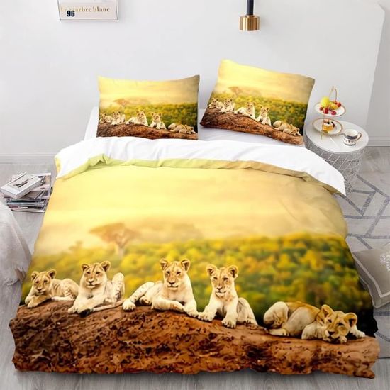 Ensemble Taies D'oreiller À Motif Lion Coussin