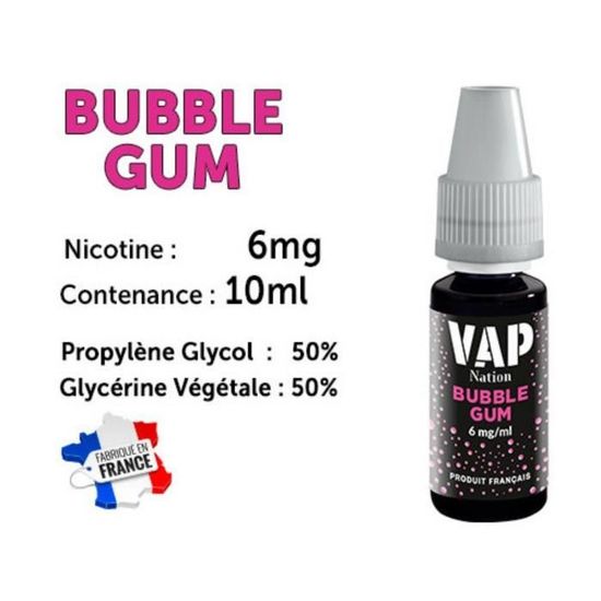 Vap Nation lot de 5 liquides - Bubble Gum 6 mg - Cdiscount Au quotidien