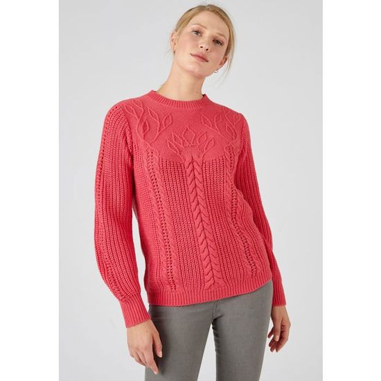 Damart - Pull jeu de maille et torsades - Framboise Fonc?� Framboise fonc?� - Cdiscount Pr??t-?�-Porter
