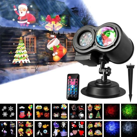 Projecteur Noël Extérieur Flocons De Neige LED - Télécommande - IP65 étanche - Pour Jardin Et Maison - Fêtes