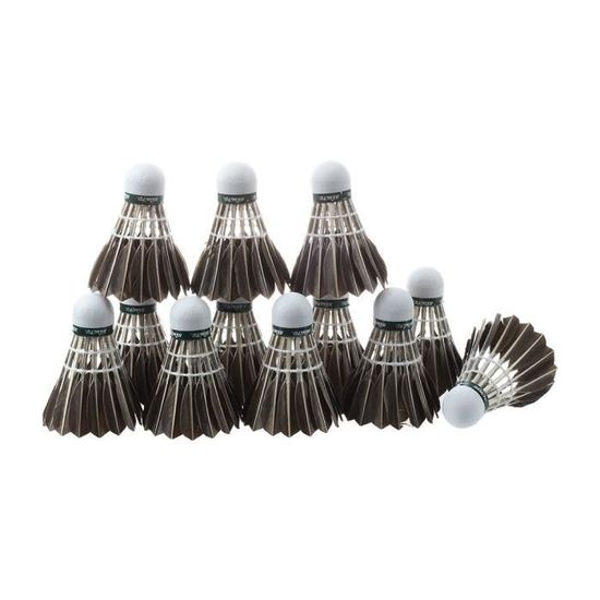 Lot De 12 Volants De Badminton En Plumes D'Oie - Haute Vitesse, Stables Et Durables Noir