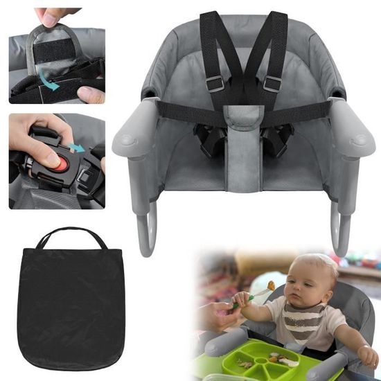 Réhausseur Siège de Table Bébé Pliable Jaune - Harnais 5 points