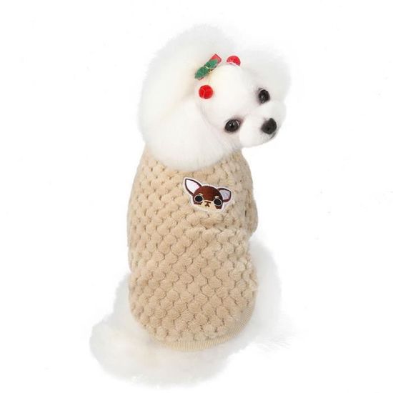Brown-XL -Flanelle chien vêtements hiver chaud chien manteau veste pour chiens à capuche bouledogue français vêtements pour chiens C